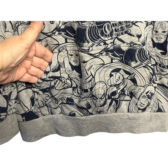 Marvel Comics Themed  Sweatshirt Hoodie Youth Large Gray & Navy TV Super Hero - Picture 5 of 16